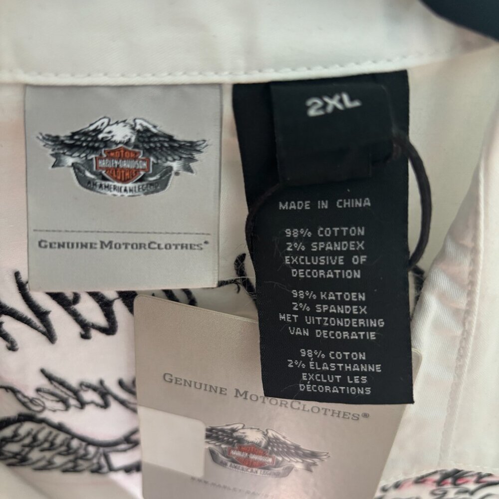 NWT Harley-Davidson Sleeveless Zip-Front Embroidered Shirt White XXL - Picture 4 of 6